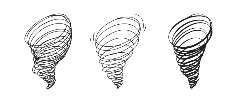 Scribble hurricane Hand drawn doodle icon. Sketch black outline thick and thin line cyclone tornado sing