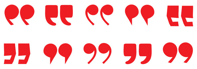 Quote mark flat vector icon set. quote mark collection. black quotes icon set. Speech mark. inverted commas symbol. vector illustration