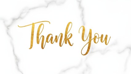 Golden thank you message on marble background
