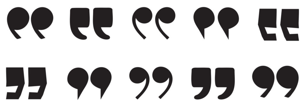 Quote mark flat vector icon set. quote mark collection. black quotes icon set. Speech mark. inverted commas symbol. vector illustration