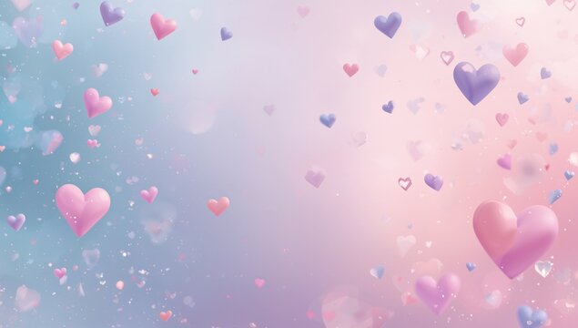 Pastel hearts valentines day background with gradient romantic love