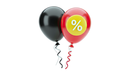 Black and Red Balloons with Percentage Sign