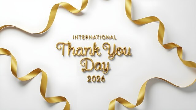 International thank you day 2024 celebration with golden ribbon decorations