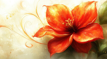Vibrant Orange Flower with Swirling Patterns and Soft Background