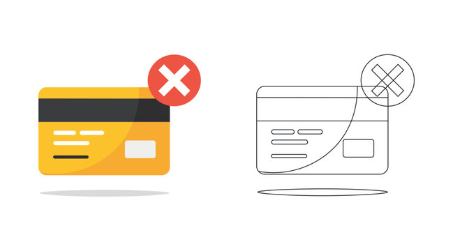 Credit Card Declined Icon Set &ndash; Payment Failed Vector Illustration
