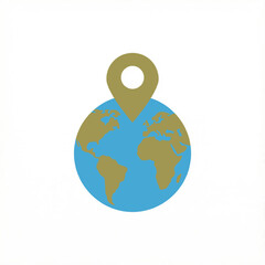 World Location Pin Flat Vector Icon on White Background