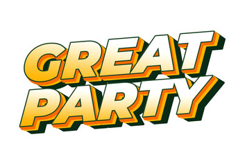 Bold and colorful text design featuring the words Great Party in playful style