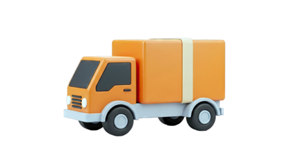 Orange Delivery Truck 3D Icon