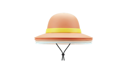 Peach Bucket Hat with Yellow Band