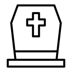 Zombie Tombstone Cross Vector Line Icon Design