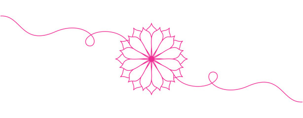 lotus flower with line on white background