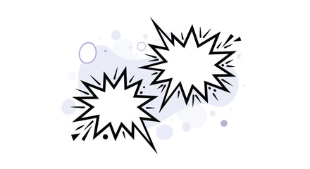 Obraz premium Two black and white comic book explosion speech bubbles for a dramatic conversation on a minimal abstract background.