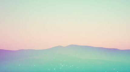 Soft pastel landscape with distant mountains, calm minimal gradient background
