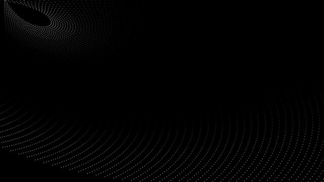 Black background with white dots forming circular pattern