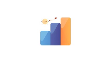 Colorful business growth bar chart with upward trend icon