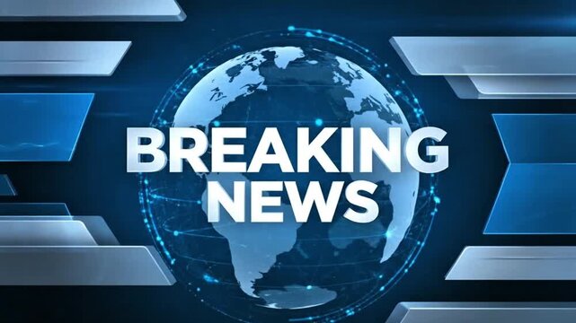 Breaking News Bumper with a Globe Background and Digital Network Elements, Futuristic News Intro