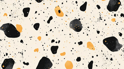 Modern terrazzo pattern background with black and yellow stone chips
