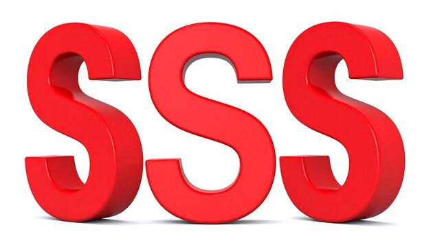 Three-Dimensional Red S Letters on a White Background.