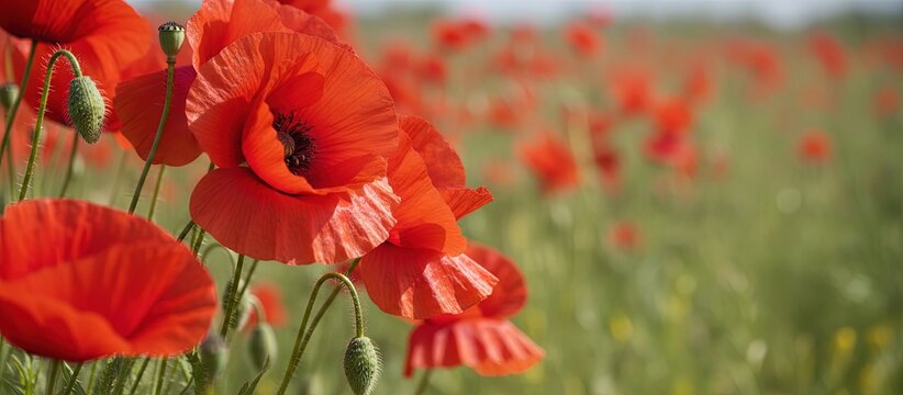 Red and orange california poppy flowers for opium production