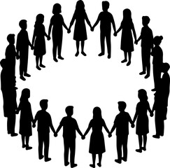 People Holding Hands in Unity Circle Illustration