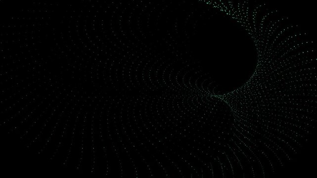 Dark background with small green dots forming a curve