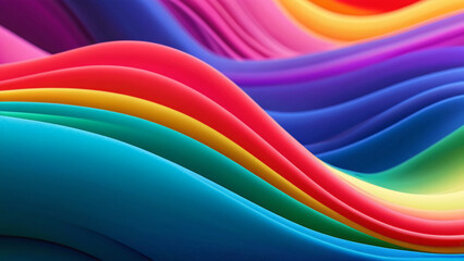 Vibrant abstract background featuring wavy lines and a dominant blue gradient effect, blending into colors reminiscent of a rainbow.