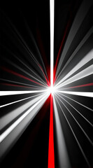 Dramatic spotlight shines brightly in a smoky dark gray and black gradient atmosphere with red and white lines
