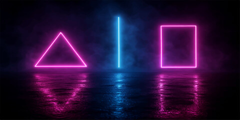 Glowing neon sign with bright purple and blue lights creates a vibrant energy effect on a dark textured backdrop for a night party art wallpaper