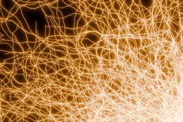 Vibrant golden light trails create dynamic abstract background