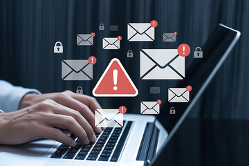 Email security alert on laptop