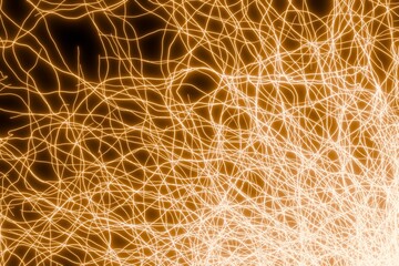 Vibrant golden light trails create dynamic abstract background