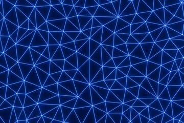 Dark blue background with glowing blue geometric lines and shapes