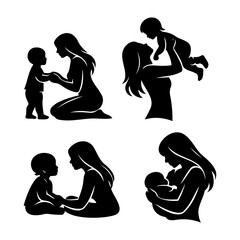 Mother and child silhouettes depicting tender moments of love, care, and bonding in early childhood