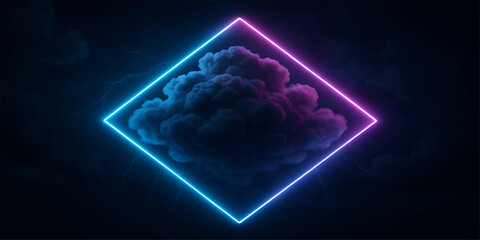 A glowing blue heart floats in the night sky surrounded by stars and flowing electric energy