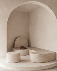 Modern Minimalist Interior with Curved Furniture and Natural Tones