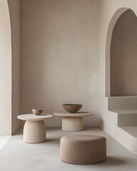 Minimalist interior design with simple furniture and soft colors