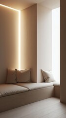 Modern Minimalist Interior with Soft Light and Neutral Tones