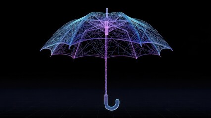 Abstract umbrella, wireframe design, vibrant colors