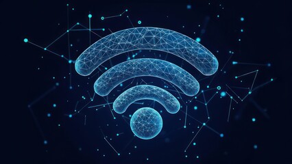 Abstract Wi-Fi symbol, polygonal, digital, network