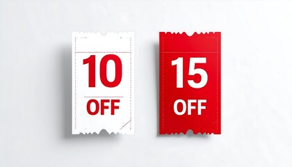Discount Coupons - A Close-Up of 10 and 15 Off Savings.