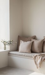 Cozy Minimalist Interior with Soft Cushions and Natural Light