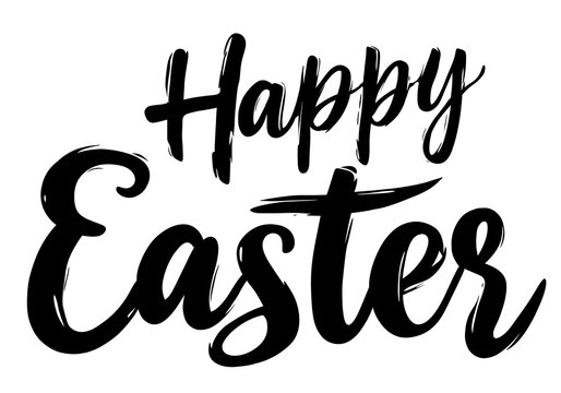 illustration: hand written text "Happy Easter" in brush stroke style isolated on white or transparent png