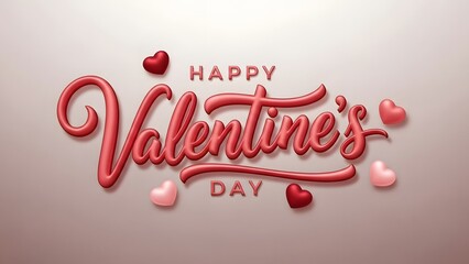Happy Valentines day text with hearts on light background