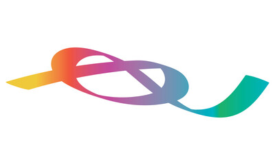 Abstract colorful infinity loop ribbon design. Minimal abstract illustration showing a flowing infinity loop ribbon with smooth color gradient, symbolizing continuity, creativity.