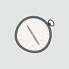 Compass navigation illustration. Classic vector sticker with directional compass pointing north, suited for adventure planners, travel themes, or exploration graphics © Shafura