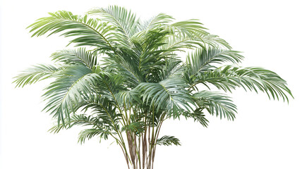 Lush Green Areca Palm Plant Isolated on White Background.