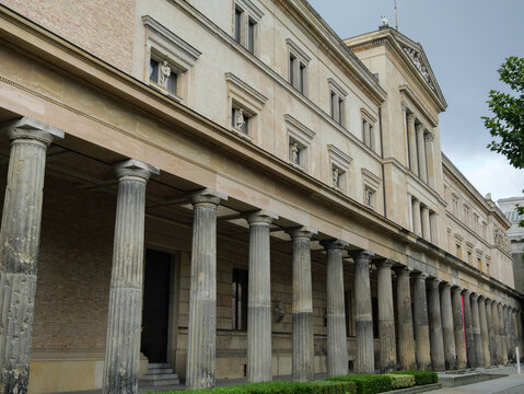 Historic Architecture and Classical Columns At Berlin's Neues Museum, Germany