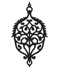Ornamental Islamic Arabesque Silhouette Design,
Traditional Decorative Floral Pendant Vector Illustration,
Elegant Black Mandala Ornament Pattern