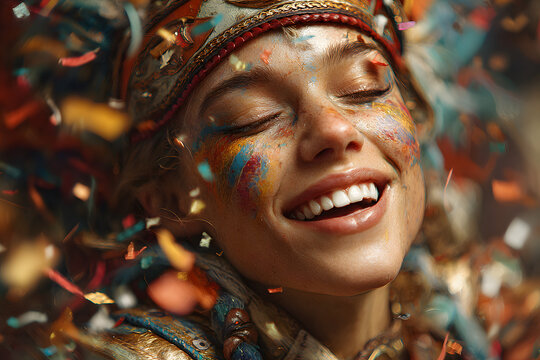 Foli&atilde;o Sorridente se divertindo no carnaval: Uma Explos&atilde;o de Alegria e Cores, AI Generativa