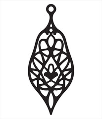 Ornamental Islamic Arabesque Silhouette Design,
Traditional Decorative Floral Pendant Vector Illustration,
Elegant Black Mandala Ornament Pattern